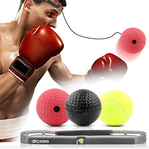 NATURE Ann Boxing Reflex Ball Boxing Training Ball 3PCS with Headband  3 Different Difficulty Level Boxing Ball  for Reaction  Agility  Punching Speed  Fight Skill and Hand Eye Coordination Training