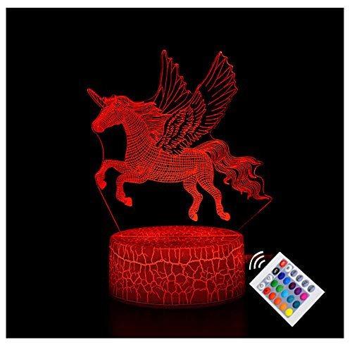 Unicorn Night Light for Kids 3D LED Illusion Lamp Bedside Lamp 16 Colors Changing Touch and Remote Control Best Unicorn Toys Birthday Valentine's Day Gifts for Girls Boys Kids Night Light Unicorn  