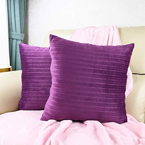 fangzhuo Set of 2 Corn Kernels Velvet Throw Pillow Covers Square Soft Decorative Cushion Covers Pillowcase for Couch Sofa Bed Living Room 16x16 Inch Grape Purple
