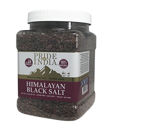 Pride Of India - Himalayan Black Rock Salt - Coarse Grind  2.2 Pound  1 KG  - Kala Namak - Contains 84Plus Minerals - Perfect for Cooking  Tofu Scrambles  Grinder Use  Kitchen  Restaurant  and  Bath Salt