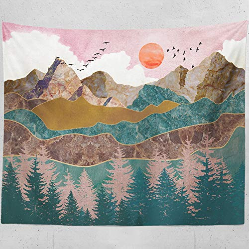 Mountain Sunset Tapestry  Nature Forest Tree Landscape Tapestries  Wall Hanging for Bedroom Living Room Dorm  Pink Mountain Sunset  58 79inches Mountain Sunset Tapestry  Nature Forest Tree Landscape Tapestries  Wall Hanging for Bedroom Living Room Dorm  Pink Mountain Sunset  58 79inches