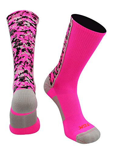 TCK Digital Camo Crew Socks  Neon Pink  Medium