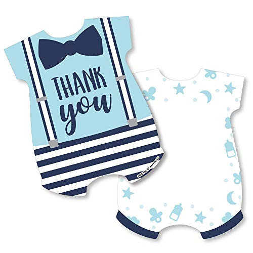 Its a Boy - Shaped Thank You Cards - Blue Baby Shower Thank You Note Cards with Envelopes - Set of 12