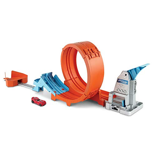 Hot Wheels Loop Stunt Champion Track Set with Dual-Track Loop  Dual Launch  Spring Ramp  and  1 Hot Wheels Car for Kids 4 Years Old  and  Older
