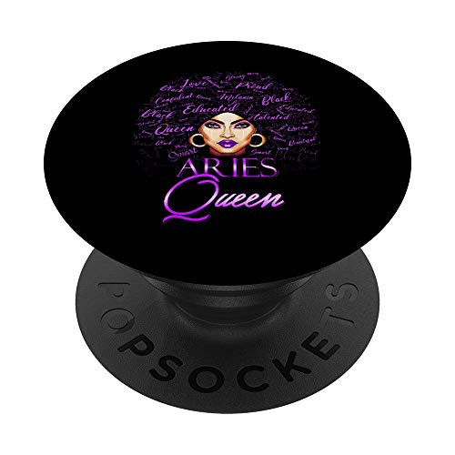 Aries Girl Womens Purple Afro Queen Black Zodiac Birthday PopSockets PopGrip Swappable Grip for Phones and Tablets Aries Girl Womens Purple Afro Queen Black Zodiac Birthday PopSockets PopGrip Swappable Grip for Phones and Tablets