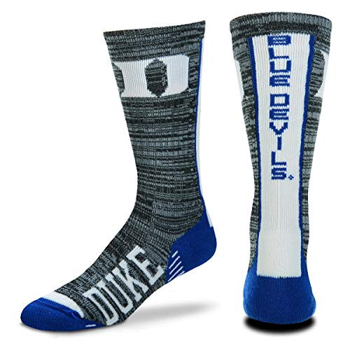 For Bare Feet NCAA Mens Team Vortex RMC Crew Socks-Medium  and  Large Sizes-Duke Blue Devils-Medium  5-10
