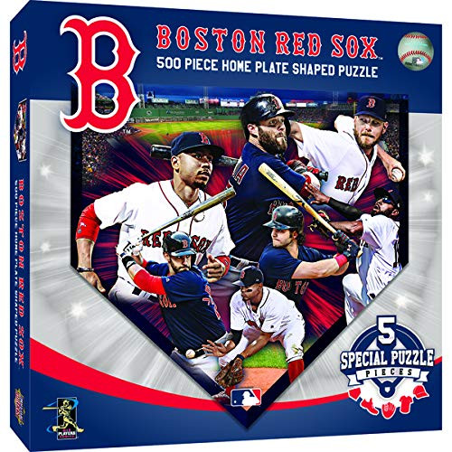 MLB Boston Red Sox Unisex 500 Piece Home Plate Shaped Jigsaw Puzzle  Red  500-Piece