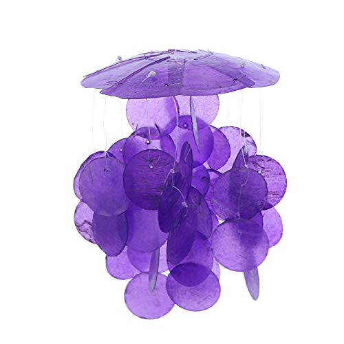 SandT Collection Small Capiz Shell Windchime Seashell Chime  Purple