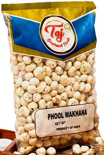 TAJ Premium Indian Uncooked Phool Makhana  Fox Nut  Popped Lotus Seed   14-Ounce
