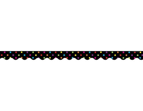 Teacher Created Resources Black/Multicolor Dots Scalloped Border Trim, Black/Multi Color Dots (4648)