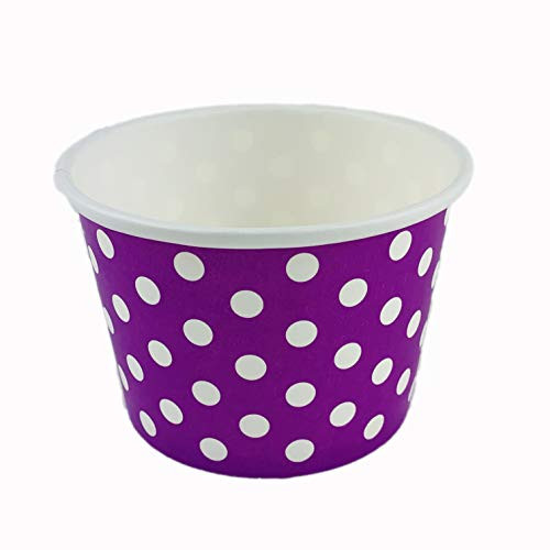 Worlds Paper Ice Cream Cups Polka Dot Paper Yogurt Cups 8oz Purple 50 pack