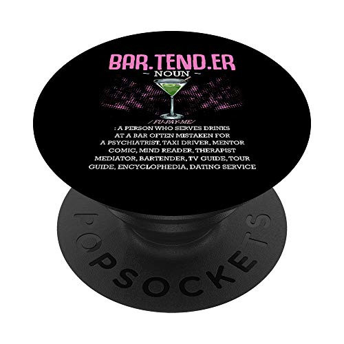 Bartender Noun Definition Funny Bar Shots Drinking Party PopSockets Grip and Stand for Phones and Tablets