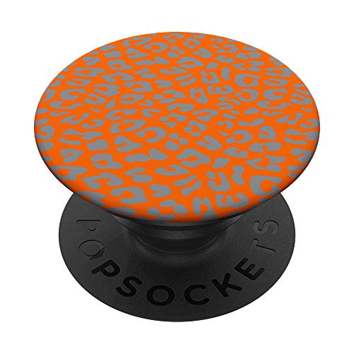 Blaze Orange Leopard Cheetah Animal Print PopSockets PopGrip  Swappable Grip for Phones  and  Tablets