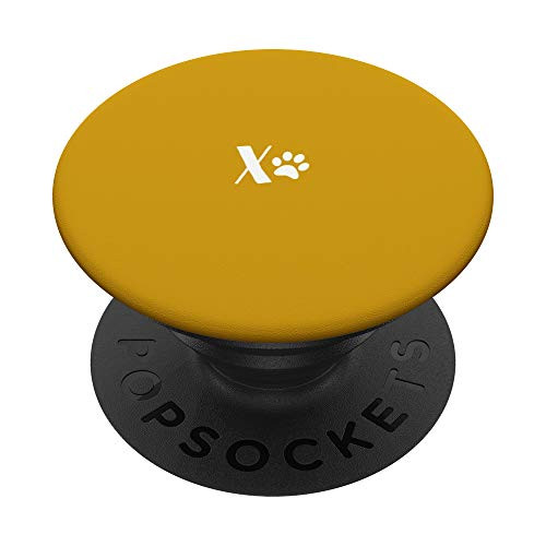 White Initial Letter X Paw Print Minimalist Orange PopSockets PopGrip  Swappable Grip for Phones  and  Tablets
