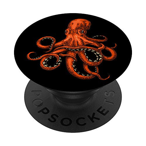 Octopus Giant Red Orange PopSockets PopGrip  Swappable Grip for Phones  and  Tablets