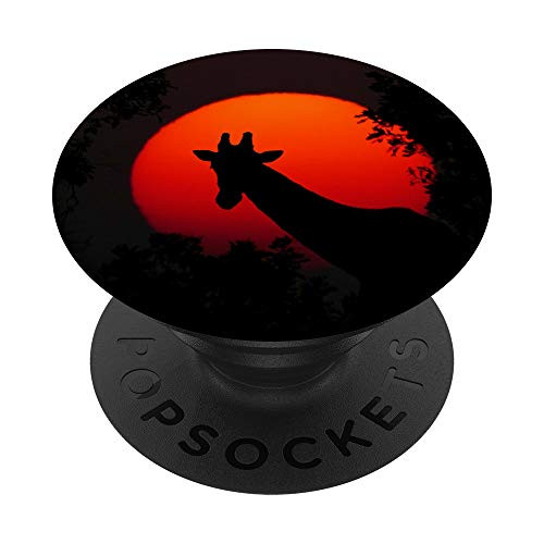 Giraffe Silhouette against Orange Sun PopSockets PopGrip  Swappable Grip for Phones  and  Tablets