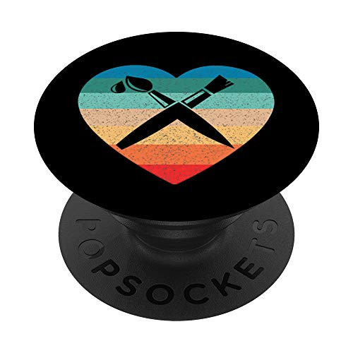 Artist Art Teacher Shirt Retro Paint Palette Vintage Gifts PopSockets PopGrip  Swappable Grip for Phones  and  Tablets