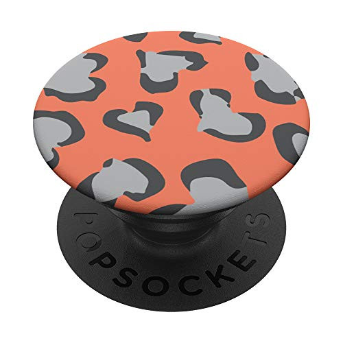 Melon Orange Leopard Cheetah Animal Print Heart PopSockets PopGrip  Swappable Grip for Phones  and  Tablets
