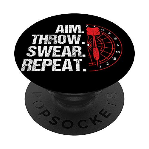 Aim Throw Swear Repeat Dartboard Bullseye Darts PopSockets PopGrip  Swappable Grip for Phones  and  Tablets