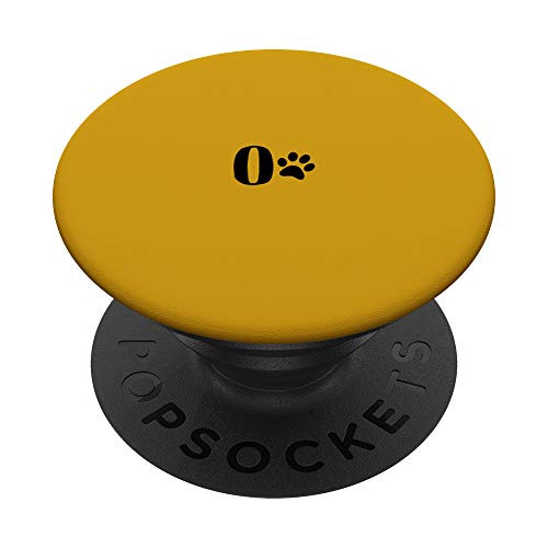 Black Initial Letter O Paw Print Minimalist Orange PopSockets PopGrip  Swappable Grip for Phones  and  Tablets