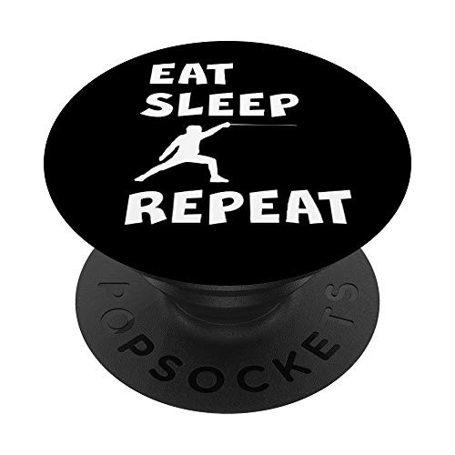 EAT SLEEP FENCE REPEAT Funny Fencing Sabre Sword Fencer Gift PopSockets Grip and Stand for Phones and Tablets