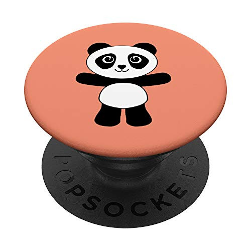 Panda bear peach orange animal girls boys women pandas PopSockets PopGrip  Swappable Grip for Phones  and  Tablets