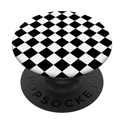 Checkered black and white checker board PopSockets Grip and Stand for Phones and Tablets