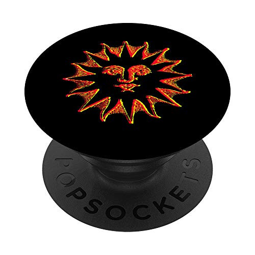 Orange-Black-Sun-Face-Burnt PopSockets PopGrip  Swappable Grip for Phones  and  Tablets