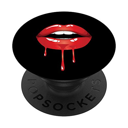 Red-Orange Ombre Dripping Lips PopSockets PopGrip  Swappable Grip for Phones  and  Tablets