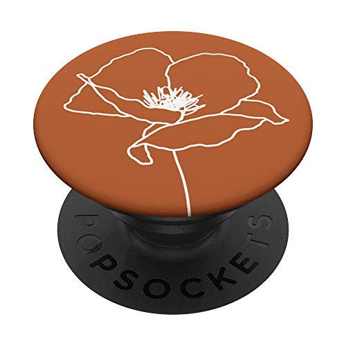 Poppy Flower Floral Modern Terracotta Burnt Orange for Women PopSockets PopGrip  Swappable Grip for Phones  and  Tablets