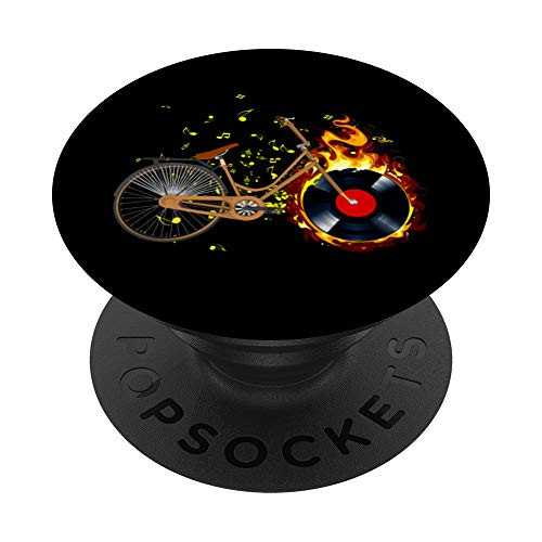 Vinyl Wheels Cyclist Musician Gift Music Notes Bicycle PopSockets PopGrip  Swappable Grip for Phones  and  Tablets