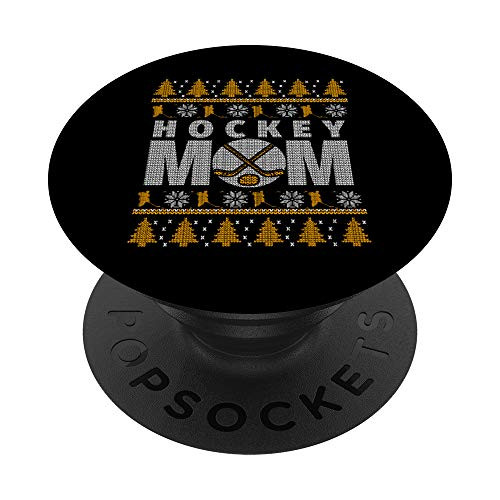 Orange and White Hockey Mom Ugly Christmas PopSockets Grip and Stand for Phones and Tablets