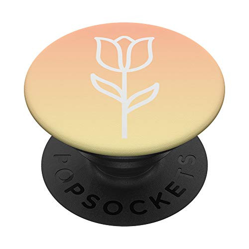 Rust Orange Ombre Minimalist Tulip Floral Design PopSockets PopGrip  Swappable Grip for Phones  and  Tablets