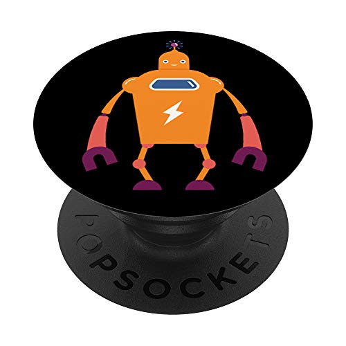Funny  and  Cute Orange Robot PACJ0876 PopSockets PopGrip  Swappable Grip for Phones  and  Tablets