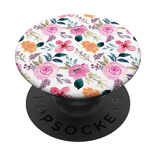 Orange Pink Flower Design PopSockets PopGrip  Swappable Grip for Phones  and  Tablets