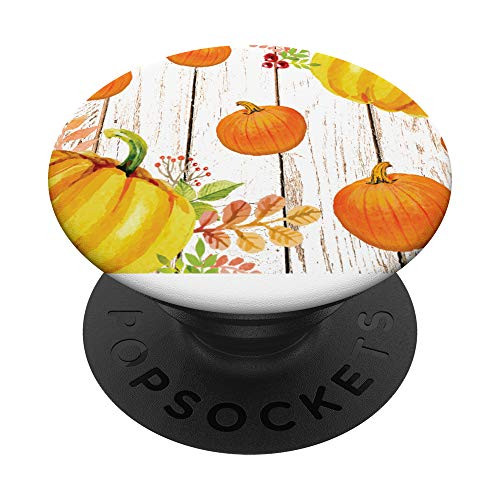 Cutesy Fall Leaves and Pumpkins Fence Background Pattern PopSockets Grip and Stand for Phones and Tablets