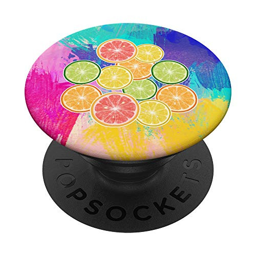 Tropical Pattern Gift Mandarin Orange Colorful Citrus Fruit PopSockets PopGrip  Swappable Grip for Phones  and  Tablets