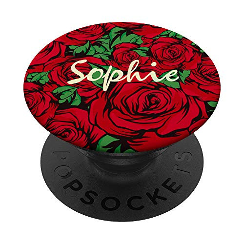 Sophie - Floral Red Roses Personalized First Name PopSockets PopGrip  Swappable Grip for Phones  and  Tablets