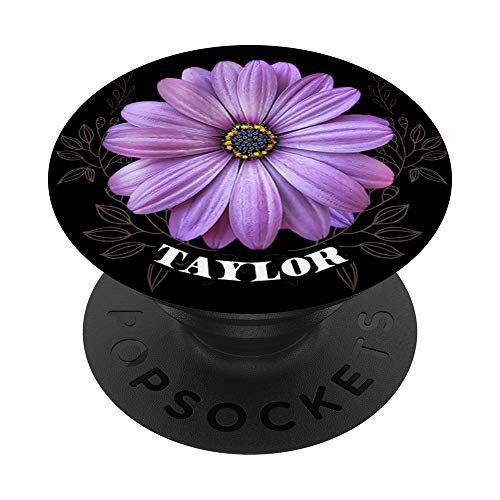 Taylor Name Daisy Flower Purple Floral Design - Taylor PopSockets Grip and Stand for Phones and Tablets