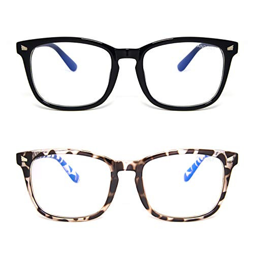 ANDOILT Blue Light Blocking Glasses for Women Men Square Computer Glasses Nerd Reading Gaming Glasses Frame Eyeglasses Black Leopard