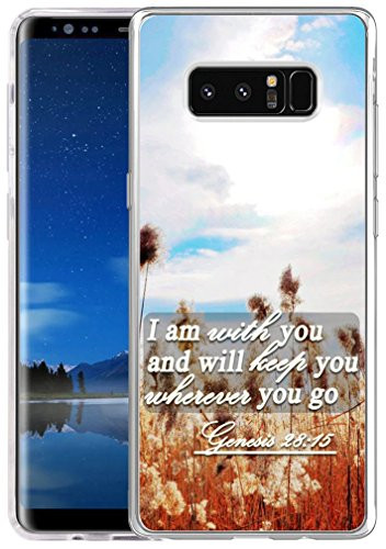 Note 8 Case Christian Sayings,Hungo Soft TPU Silicone Protective Cover Compatible with Samsung Galaxy Note 8,Bible Verses Sayings I Am with You and Will Keep You Wherever You Go Genesis