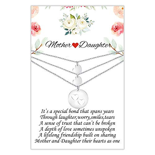 Mother Daughter Necklace Set for 3 Mommy and Me Necklace Jewelry Heart Matching Necklaces Mom Daughter Gifts for Mother's Day Mother Daughter Necklace Set for 3 Mommy and Me Necklace Jewelry Heart Matching Necklaces Mom Daughter Gifts for Mother's Day