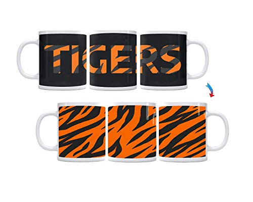 Color Changing Black  and  Orange Tigers Stripes ThermoH Exray Ceramic Coffee Mug