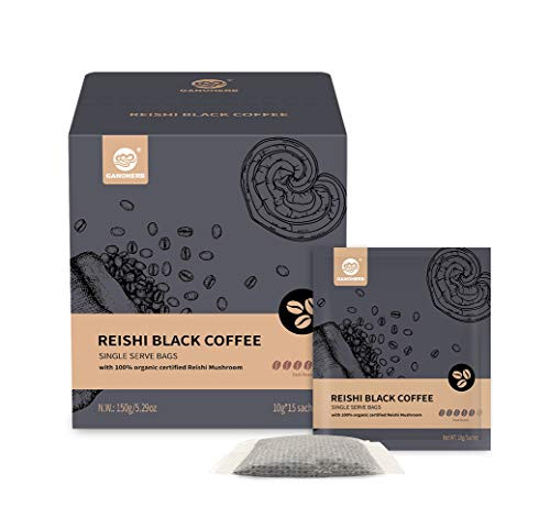 GANOHERB 2 in 1 Reishi Black Coffee Single-Serve Bags Add 100% Certified Organic Reishi Mushroom Extract Classic Dark Roast 15 Bags . GANOHERB 2 in 1 Reishi Black Coffee Single-Serve Bags Add 100% Certified Organic Reishi Mushroom Extract Classic Dark Roast 15 Bags .