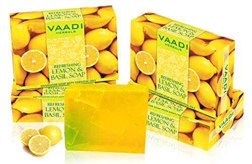 Vaadi Herbals Lemon  and  Basil Oil Bar Soap  5.3 Ounce Each  Pack of 4