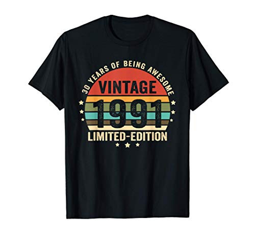 Retro Vintage 1991 30 Year Old 30th Birthday Gift Him Her T-Shirt