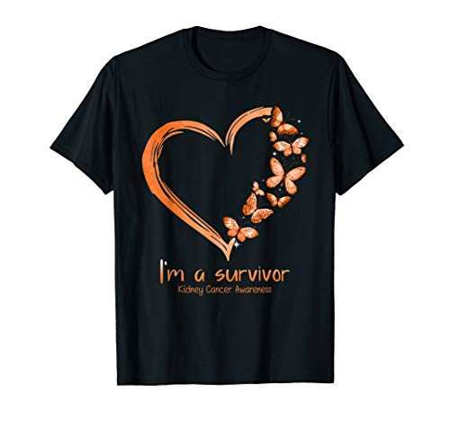 Orange Butterfly Heart Im A Survivor Kidney Cancer Awareness T-Shirt Orange Butterfly Heart Im A Survivor Kidney Cancer Awareness T-Shirt