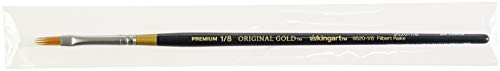 KINGART Original Gold 9520-1/8, Premium Artist Brush, Golden TAKLON Filbert RAKE-Size: 1/8, Black