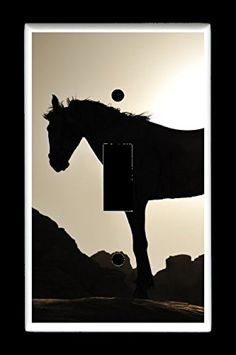 Single Toggle  1-toggle  Light Switch Plate Cover - Horses - Beautiful Silhouette of Horse in the Sunset