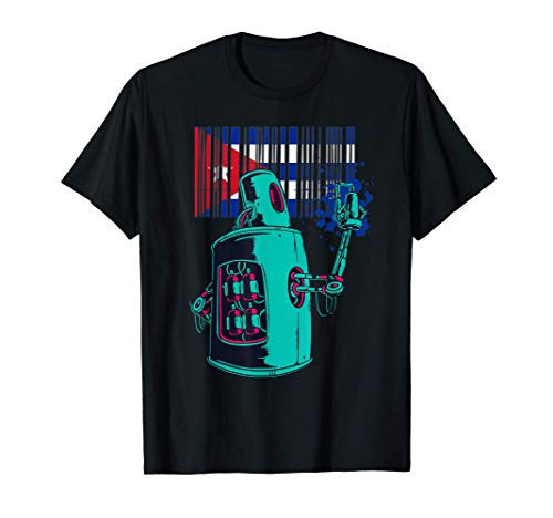Cuba Heritage Cuban Roots Robot Spray Paint T-Shirt